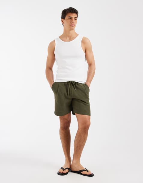 ASOS DESIGN – Prążkowany zestaw oversize w kolorze khaki - view 1