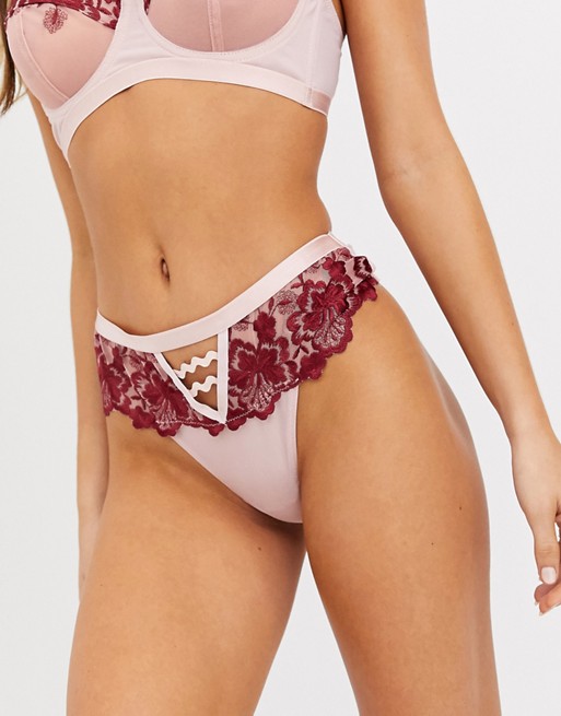 ASOS DESIGN Prea thong with floral embroidery