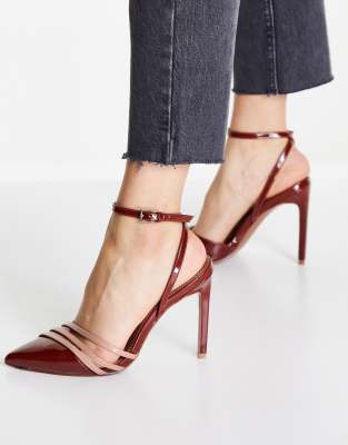 ASOS DESIGN Precious high heeled shoes in chocolate and blush