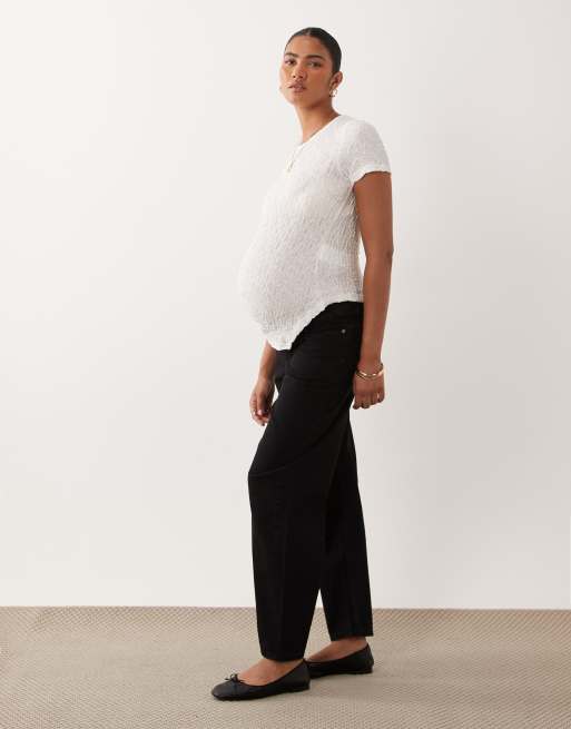 ASOS DESIGN Premamá vaquero slim barrel negro, 3 de 5