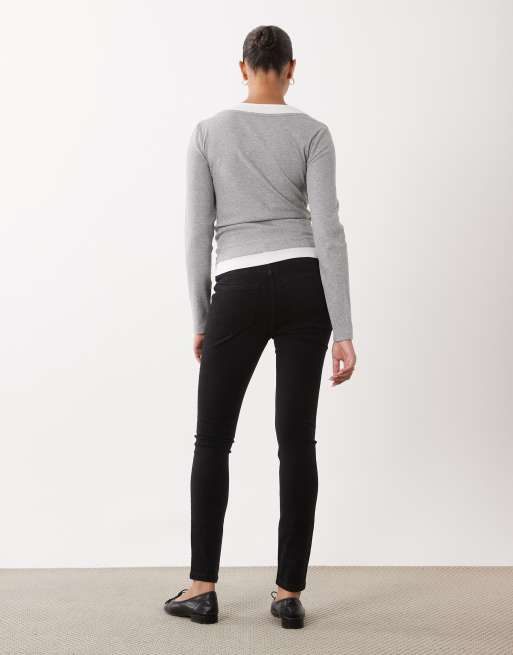 ASOS DESIGN Premamá vaqueros pitillo negros, 3 de 5