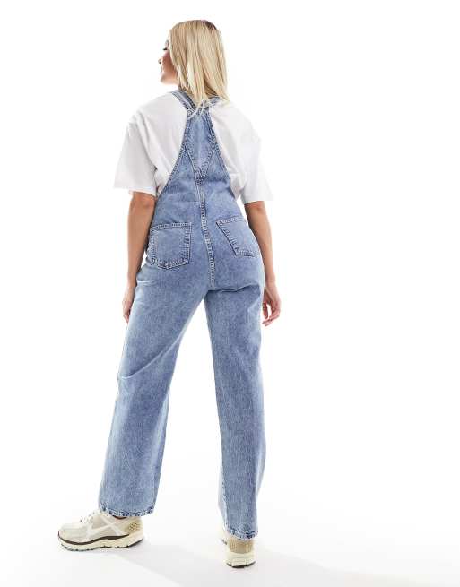 ASOS DESIGN Premaman Salopette di jeans blu medio
