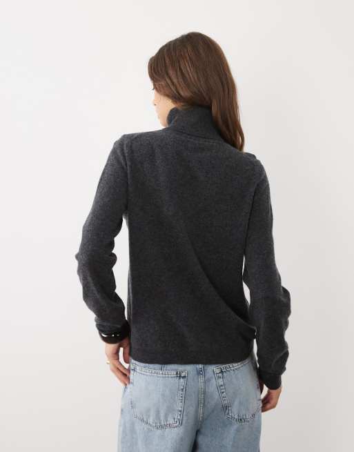 ASOS DESIGN premium 100% merino wool roll neck jumper in charcoal, 4 of 4