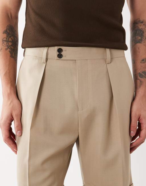 ASOS DESIGN premium 100% wool regular fit shorts in stone, 4 of 5