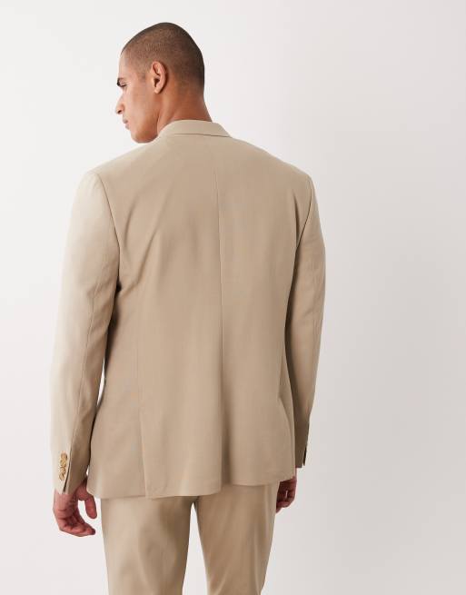ASOS DESIGN premium 100% wool slim suit jacket in stone, 4 of 5