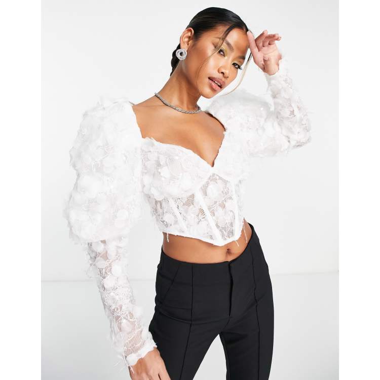 FETICO / フェティコ | RUFFLED SLEEVE BUSTIER TOP トップス | 1 | ホワイト | レディース FETICO / フェティコ | RUFFLED SLEEVE BUSTIER TOP トップス | 1