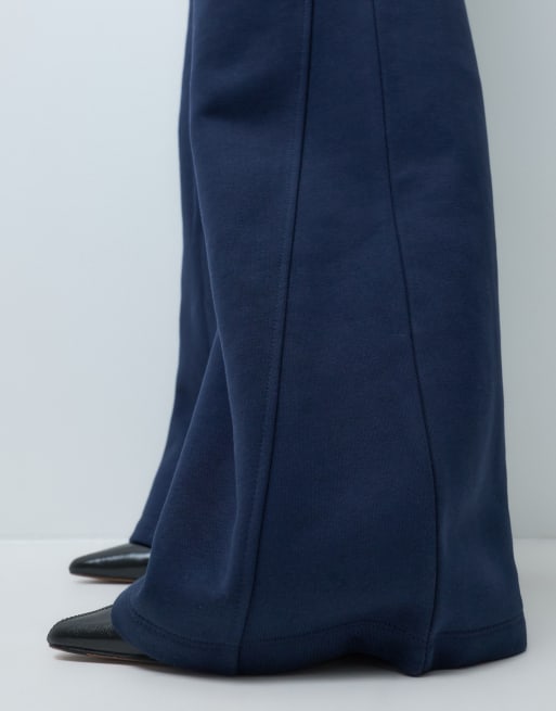 ASOS DESIGN premium 500 gsm joggingbukser med brede ben og søm i navyblå, 2 af 5
