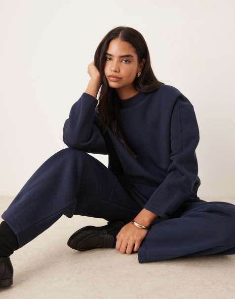 ASOS DESIGN premium 500gsm cocoon sleeve sweatshirt in navy