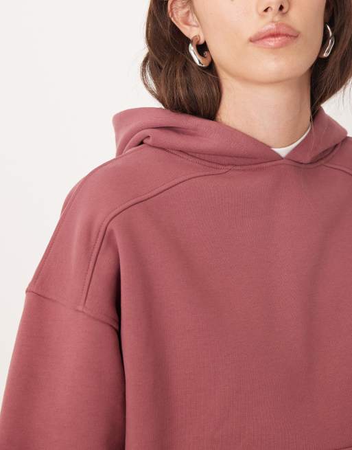 ASOS DESIGN premium 500gsm hoodie with balloon sleeve in dark rose, 3 of 4