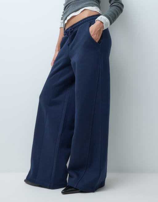 ASOS DESIGN premium 500gsm jogger a gamba larga con cuciture, navy, 5 di 5
