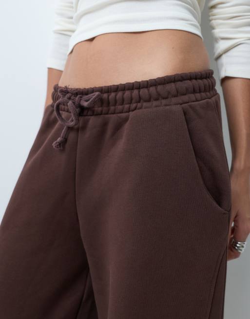 ASOS DESIGN premium 500gsm jogger met naden en wijde pijpen in chocoladebruin, 4 van 5