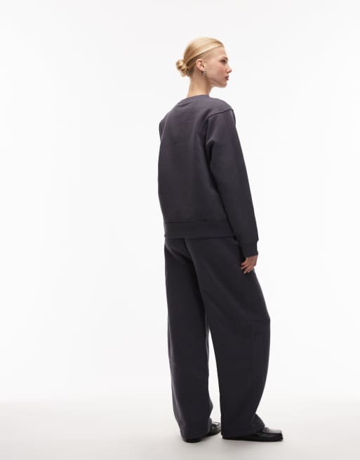 ASOS DESIGN premium 500gsm seamed barrel leg jogger in charcoal, 4 of 5