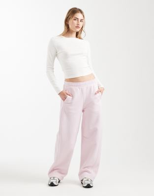 Asos Design Premium 500gsm Seamed Barrel Leg Jogger In Pink