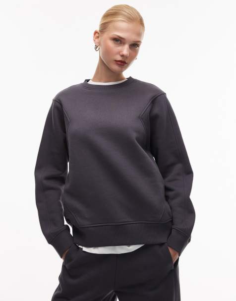 ASOS DESIGN premium 500gsm seamed sweatshirt in charcoal