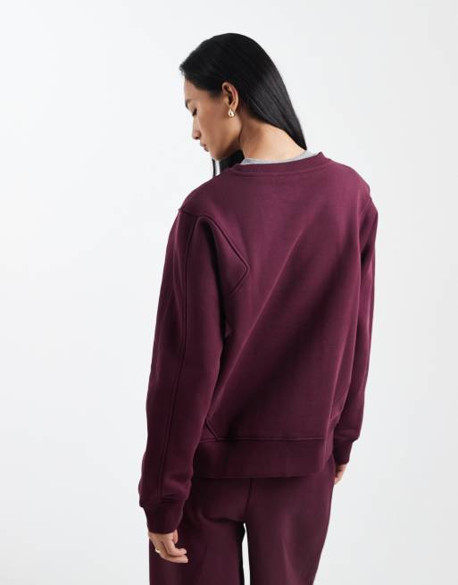 ASOS DESIGN premium 500gsm seamed sweatshirt in fig, 4 of 4