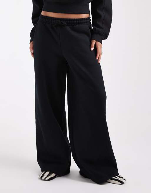 ASOS DESIGN premium 500gsm seamed wide leg jogger in black, 3 of 5