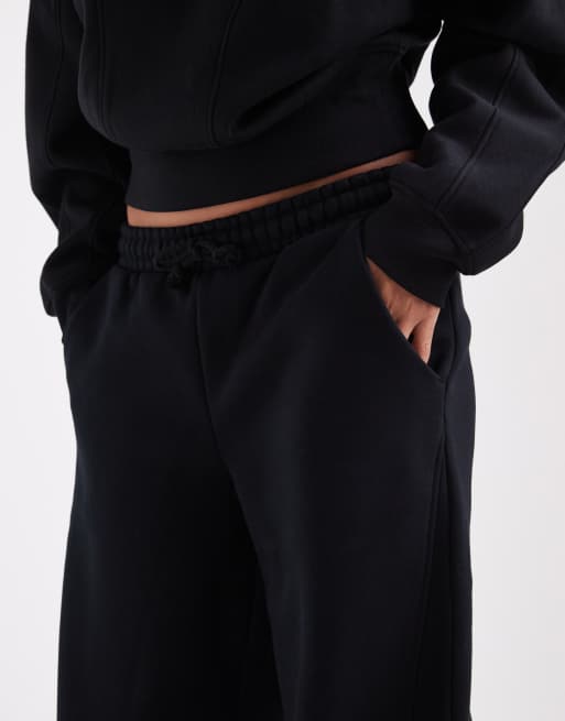 ASOS DESIGN premium 500gsm seamed wide leg jogger in black, 5 of 5