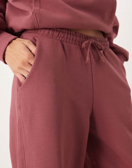 ASOS DESIGN premium 500gsm seamed wide leg jogger in dark rose, 5 of 5