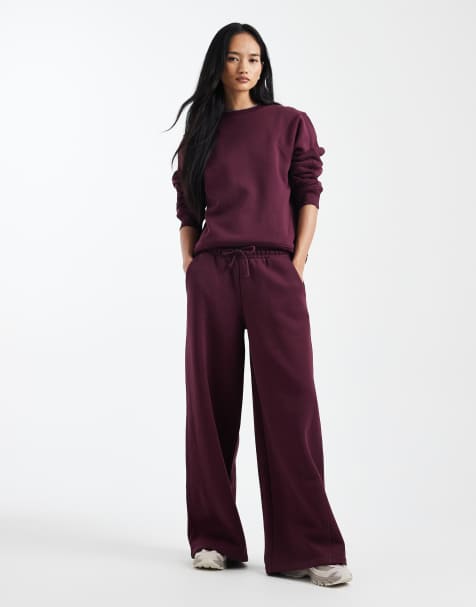 ASOS DESIGN premium 500gsm seamed wide leg sweatpants in fig - view 1