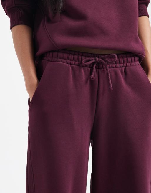 ASOS DESIGN premium 500gsm seamed wide leg trackies in fig, 2 of 5