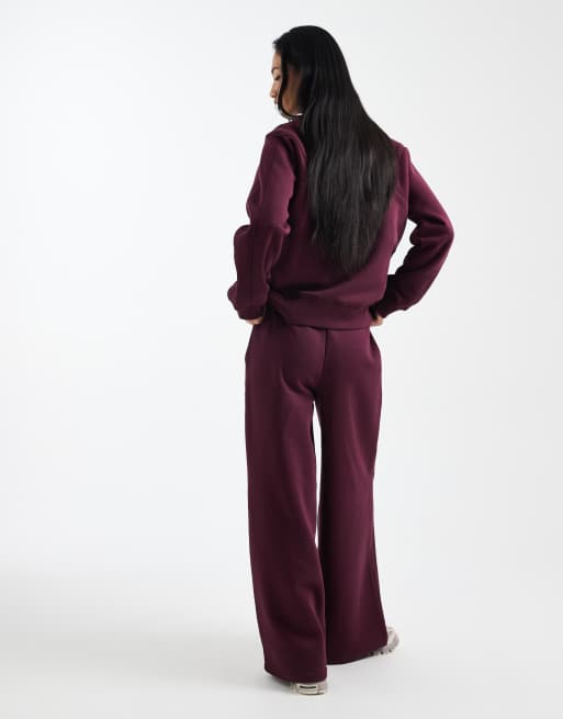 ASOS DESIGN premium 500gsm seamed wide leg trackies in fig, 5 of 5