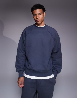 Asos Design Premium 650gsm Oversized Sweatshirt In Blue