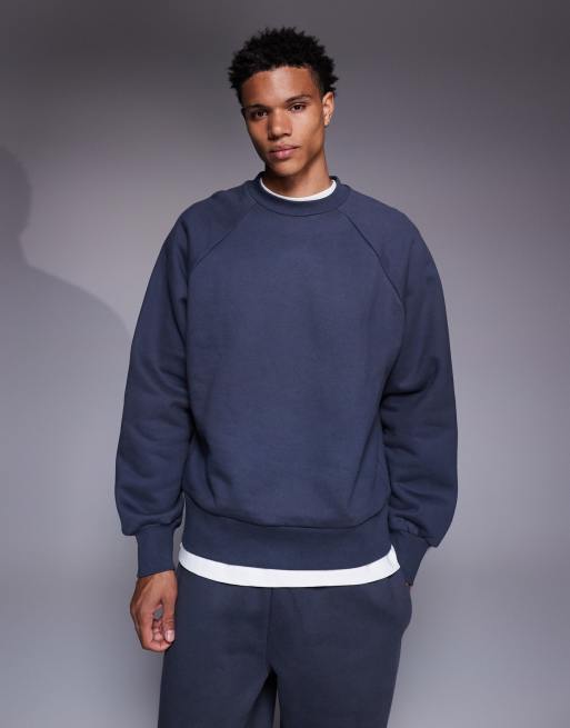 ASOS DESIGN premium 650gsm oversized sweatshirt in navy