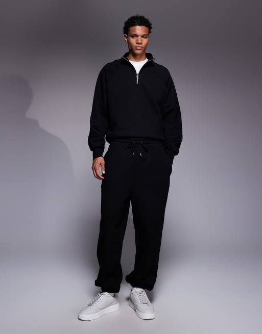 ASOS DESIGN premium 650gsm straight leg jogger in black