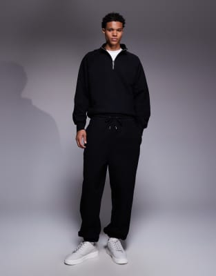 Asos Design Premium 650gsm Straight Leg Sweatpants In Black