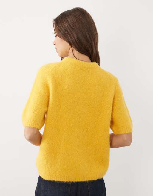 ASOS DESIGN premium alpaca blend t-shirt in yellow, 4 of 4