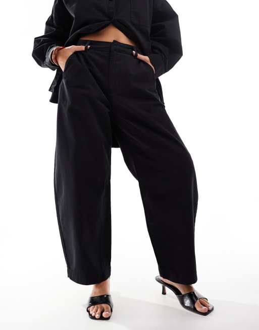 ASOS DESIGN premium arch leg trousers in washed black