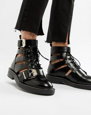 black leather ankle boots asos