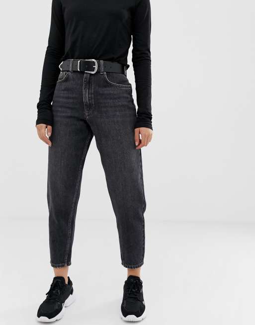 Asos Design Premium Balloon Leg Boyfriend Jeans In Washed Black Asos