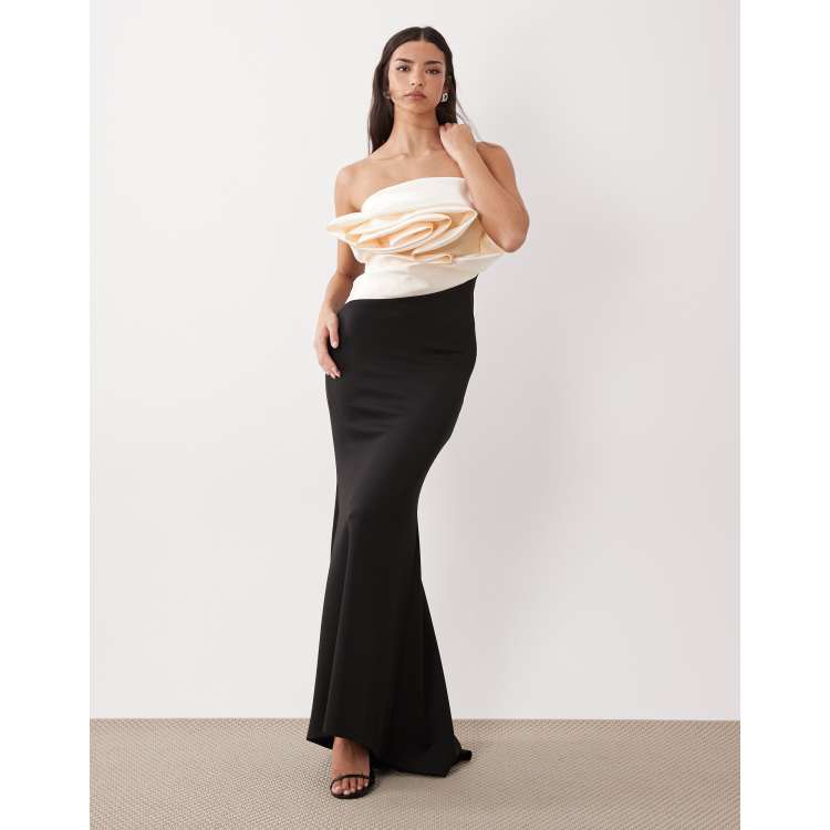 asos satin bandeau dress ASOS Design - Bandeau Fishtail Maxi Dress - Women - Polyester/Spandex - 4 US