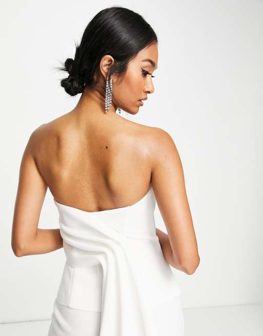 ASOS DESIGN Premium bandeau tux detail maxi dress in ivory | ASOS