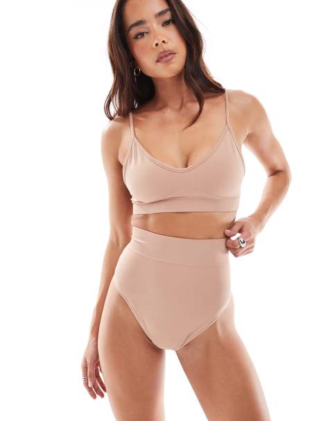 ASOS DESIGN – Premium – Beige, formande stringtrosor - view 1