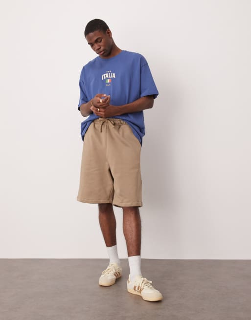 ASOS DESIGN - Premium - Beige oversized shorts i kraftigt stof på 400 gsm