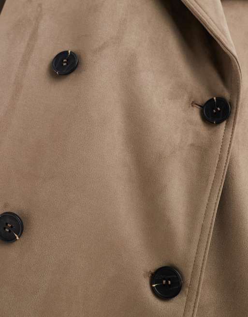 ASOS DESIGN - Premium - Beige trenchcoat i imiteret ruskind, 4 af 4