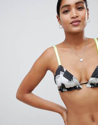 ASOS DESIGN Premium Newspaper Print Bra-Multi Multi