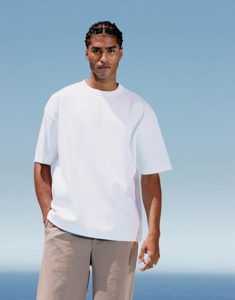ASOS DESIGN Premium – Biały T-shirt oversize o gramaturze 300 g/m² ze szwami interlock - view 1