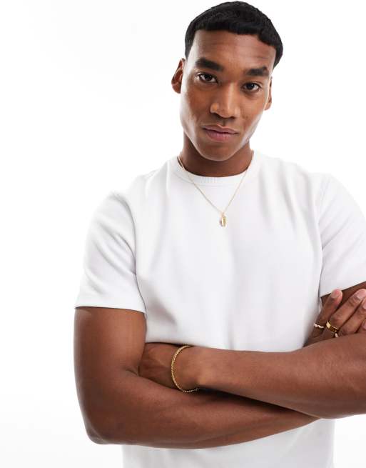 ASOS DESIGN Premium – Biały T-shirt oversize z okrągłym dekoltem o gramaturze 300 g/m² ze szwami interlock