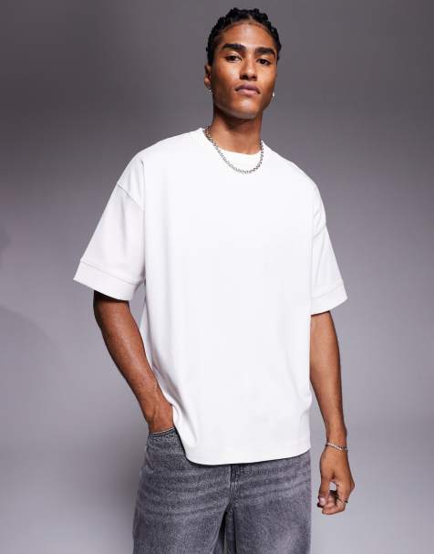 ASOS DESIGN premium interlock oversized t-shirt in white  