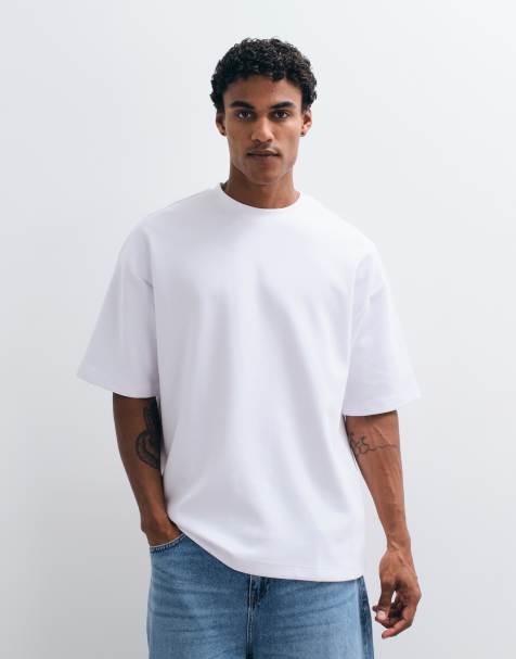 ASOS DESIGN Premium – Biały T-shirt oversize ze szwami interlock - view 1
