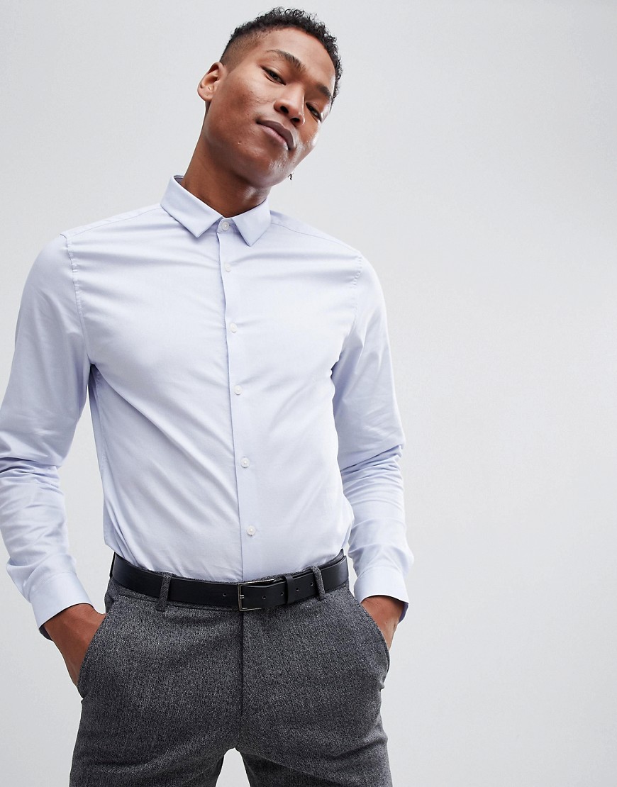 ASOS DESIGN - Premium - Blå Royal oxford-skjorte i smal pasform med stretch
