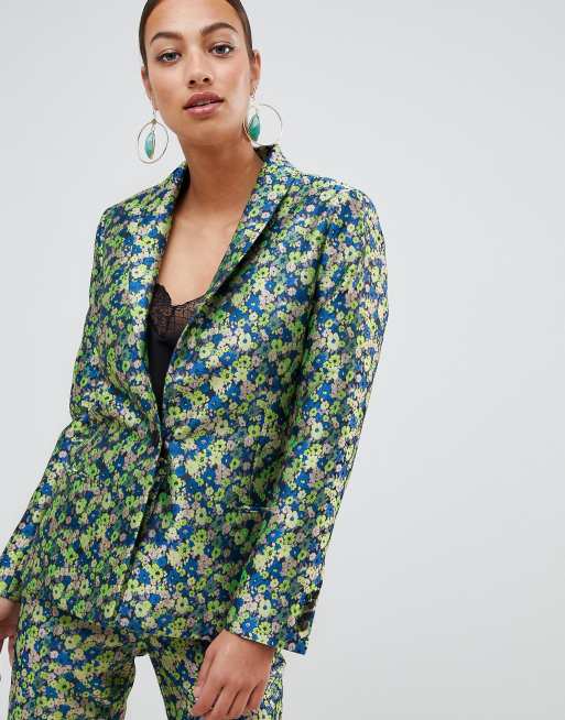ASOS DESIGN premium - Blazer ajusté en jacquard à petites fleurs