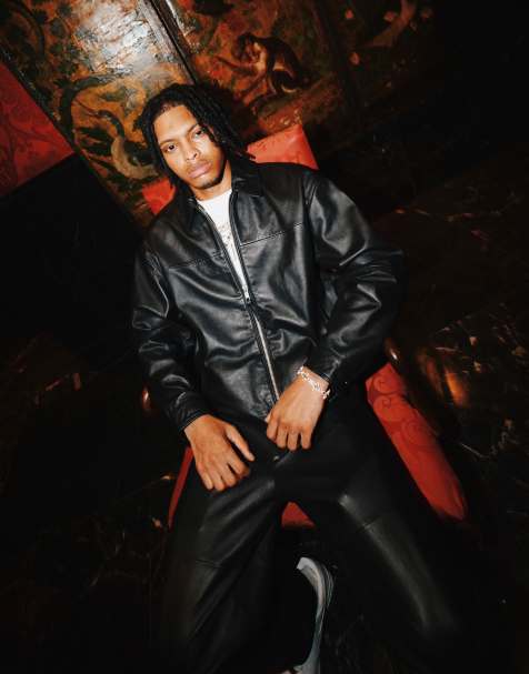ASOS DESIGN Premium - Blouson Harrington court en cuir véritable - Noir - view 1
