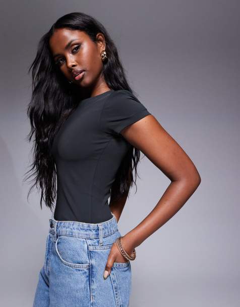 ASOS DESIGN Premium - Body girocollo modellante nero a maniche lunghe - view 1