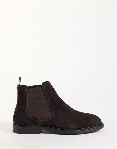 ASOS DESIGN premium botas Chelsea de ante marrón oscuro - view 1