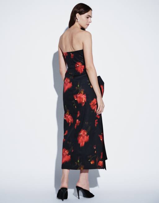 ASOS DESIGN premium bow front floral bandeau maxi dress, 3 of 4