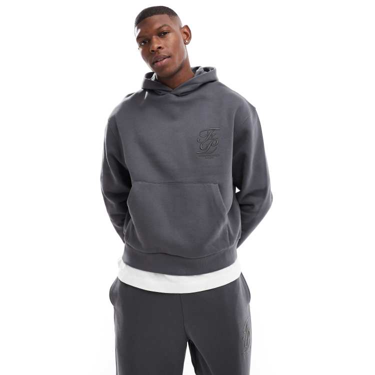 【CPGN STUDIO】Hug Me Embroidery Hood Genèse Logo Zip Hoodie - Grey Melange